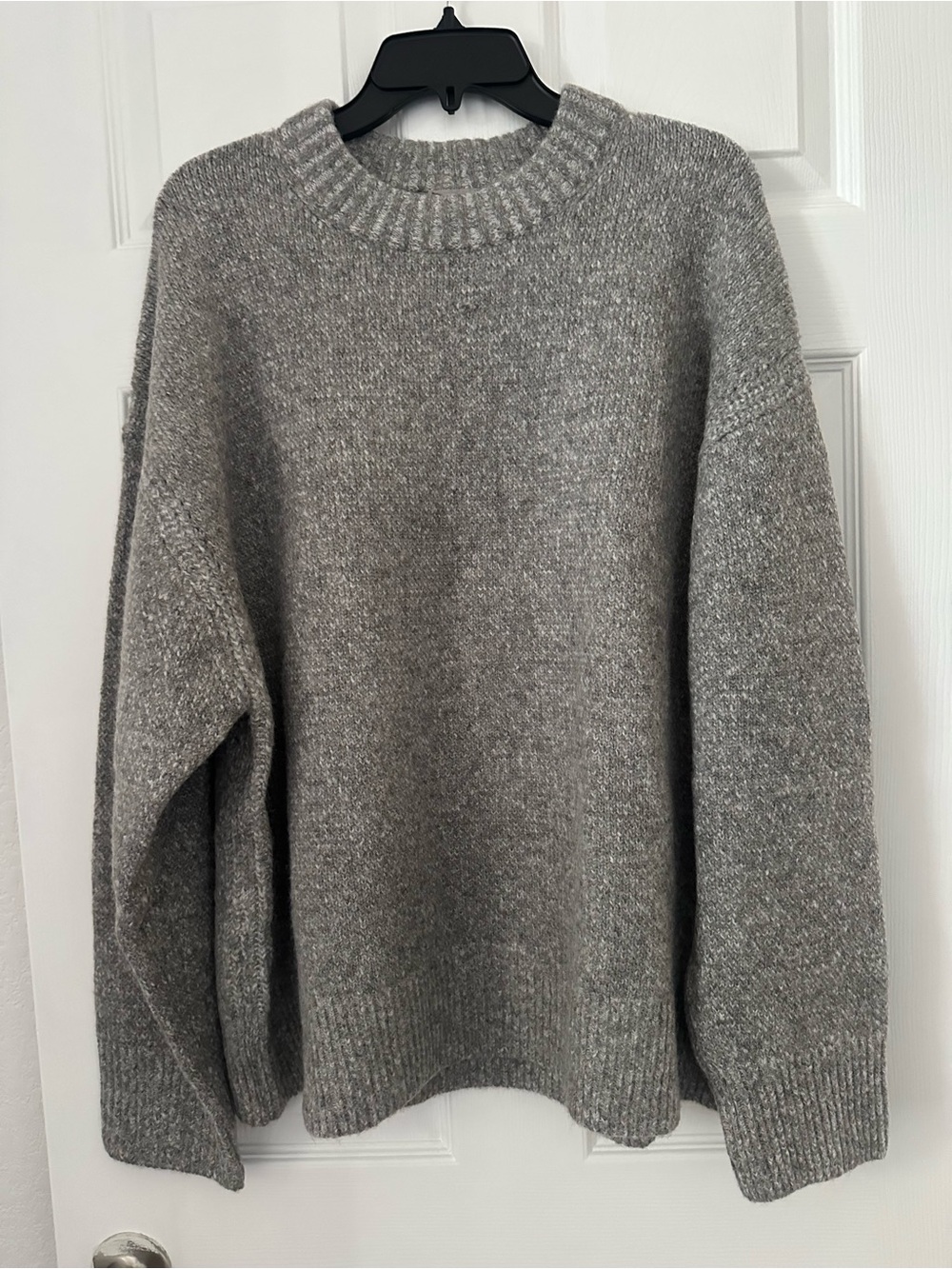 Jcrew oversized grey knit crewneck sweater large